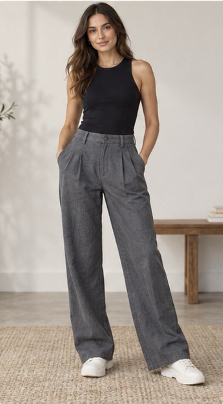 American Eagle Women’s Pants Size 4 Gray Linen Blend Pleated Trousers